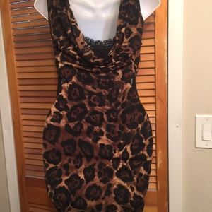 MODA LEOPARD PRINT LACE DRESS